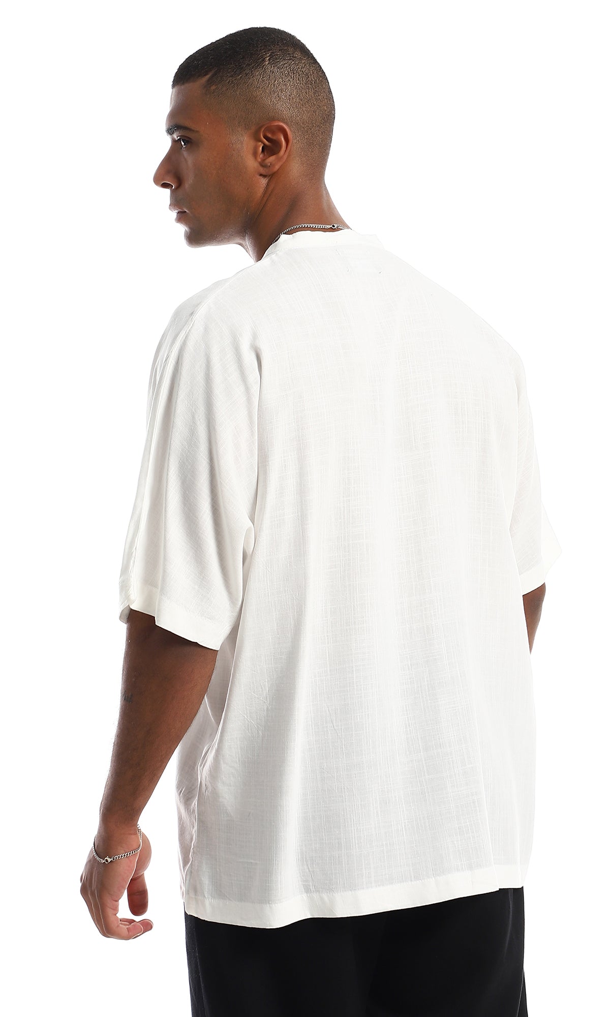 97100 Half Sleeves Linen Cotton Shirt - Off White