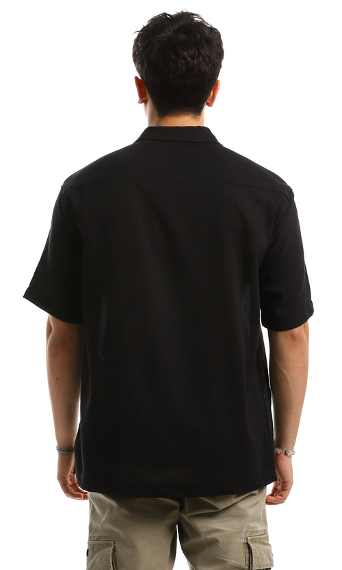 97102 Black Solid Pattern Classic Collar Shirt