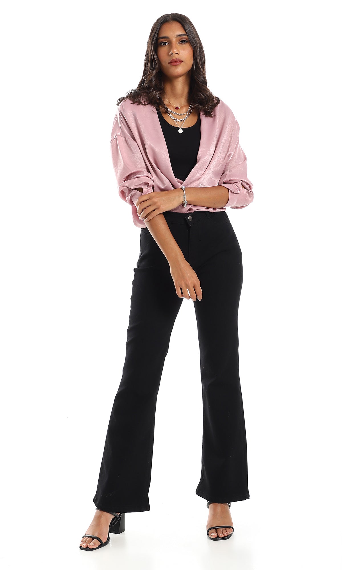 97510 Silk Accent Carnation Pink Long Sleeves Shirt