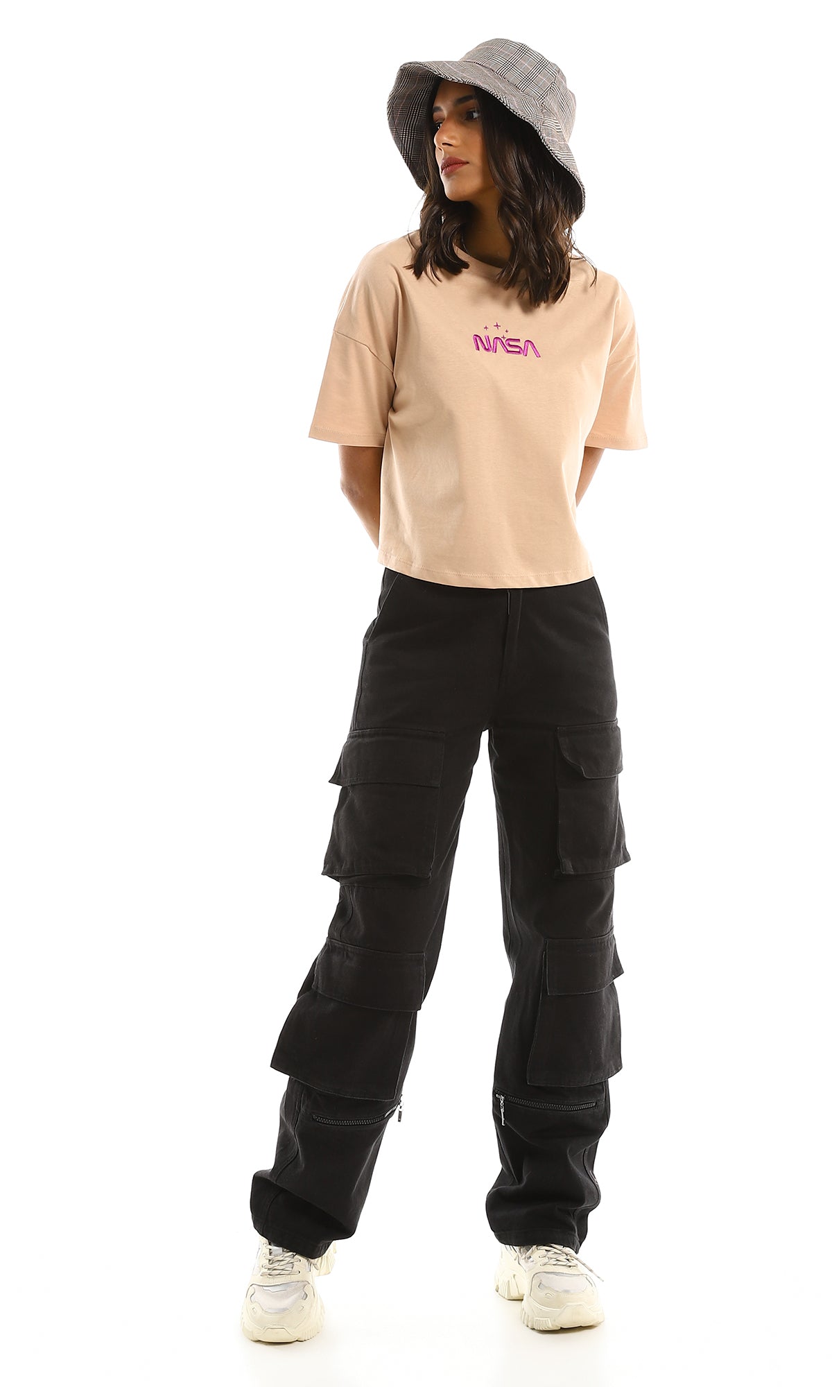NASA Metallic Graphic Cropped Jersey Tee - 97666