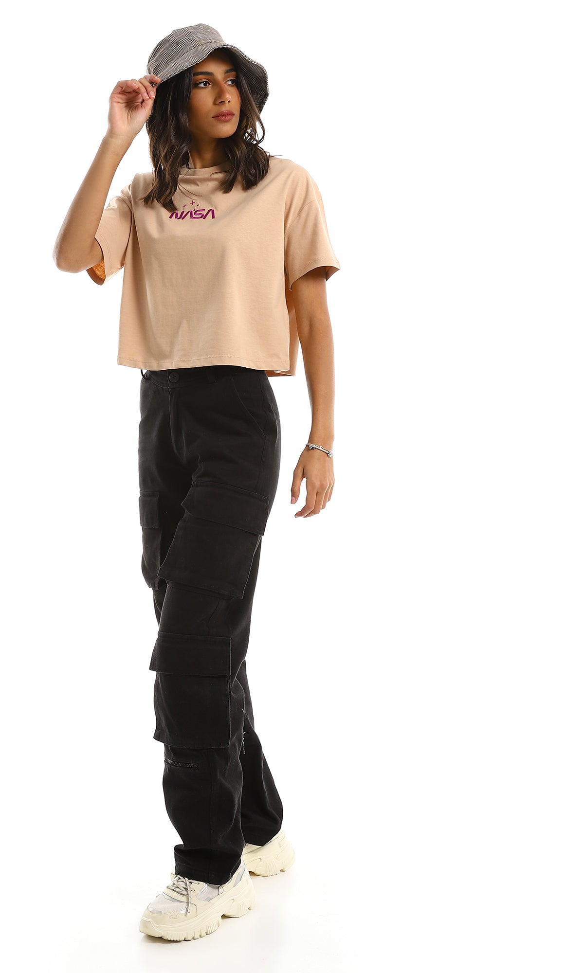 NASA Metallic Graphic Cropped Jersey Tee - 97666