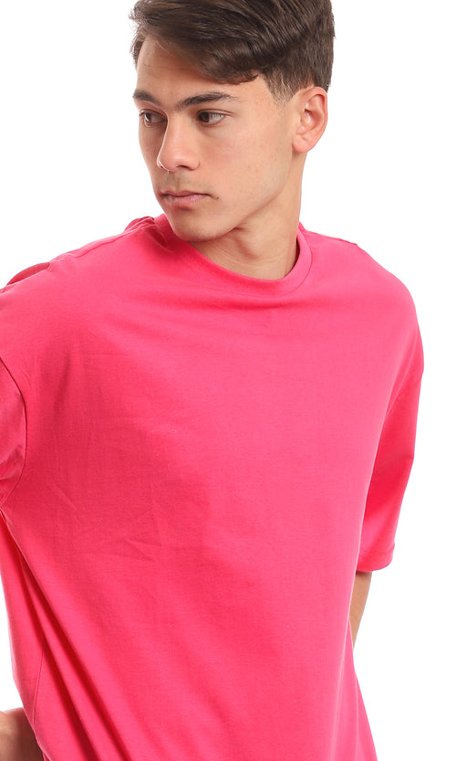 Fuchsia Electric Oversized Jersey Crew-Neck Tee - 97688