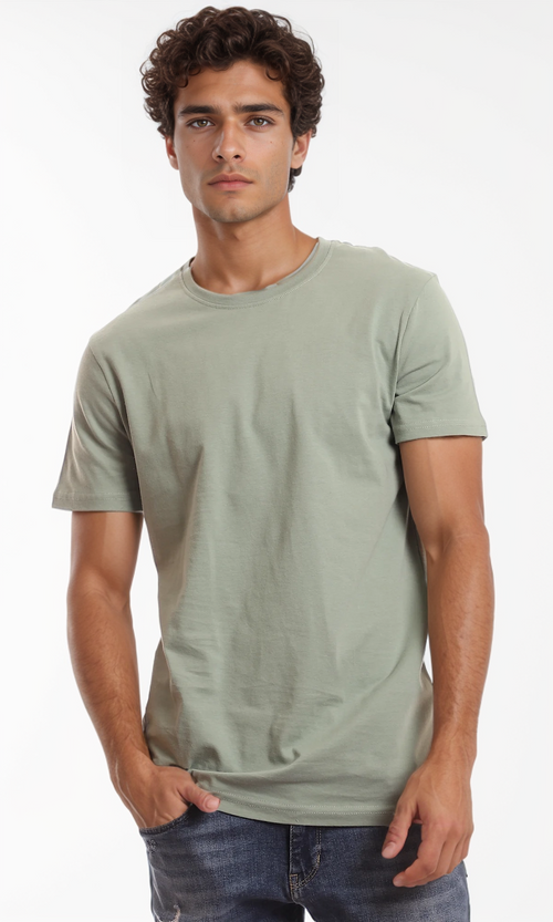 Essential Crew-Neck Dark Mint Jersey Tee - 97689