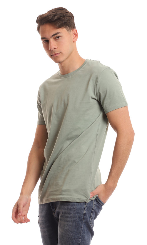Essential Crew-Neck Dark Mint Jersey Tee - 97689
