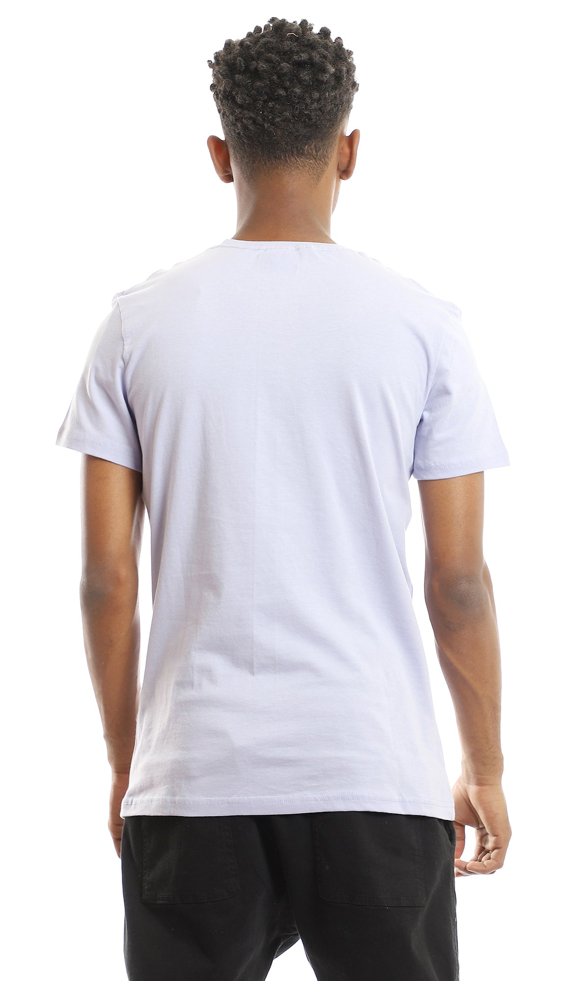 97692 Ribbed Crew Neck Solid Basic Cotton Tee - Lilac