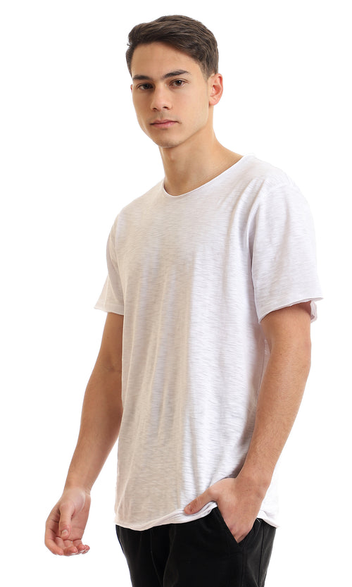 Men's White Slub Textured Short Sleeve T-Shirt - 97696