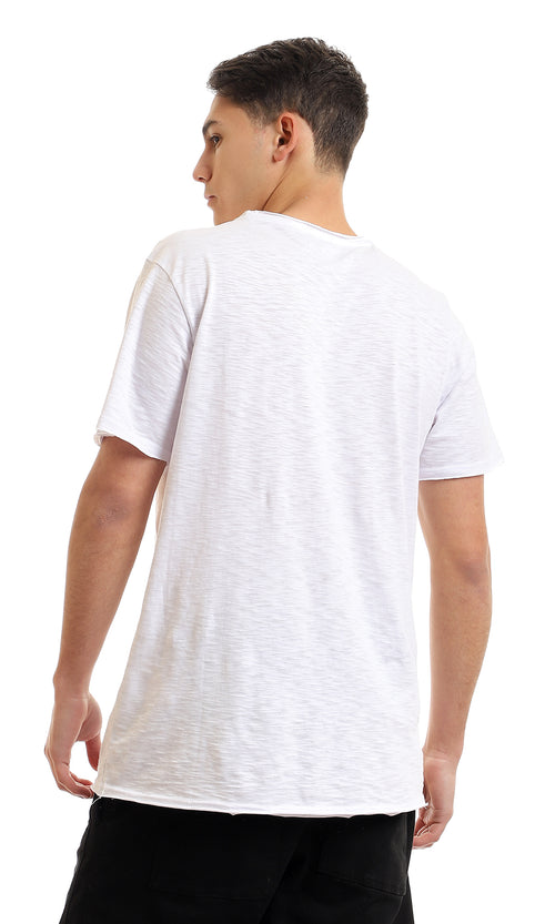 Men's White Slub Textured Short Sleeve T-Shirt - 97696