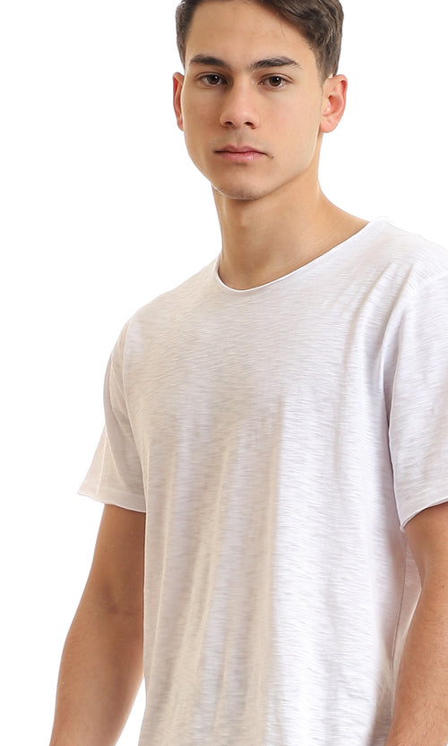Men's White Slub Textured Short Sleeve T-Shirt - 97696