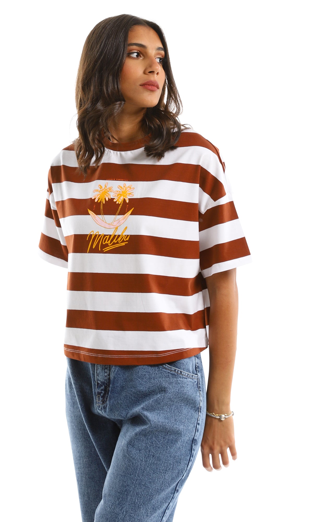 Malibu Sunset Striped Graphic Crop Top - 98060