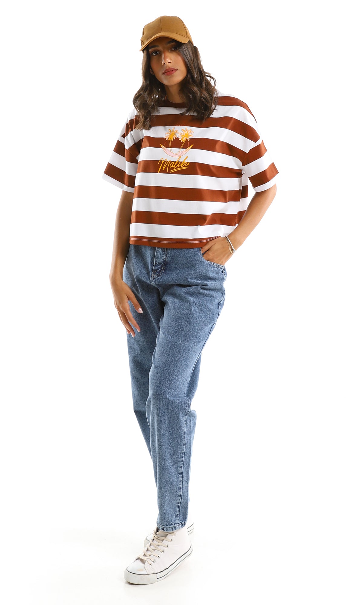 Malibu Sunset Striped Graphic Crop Top - 98060