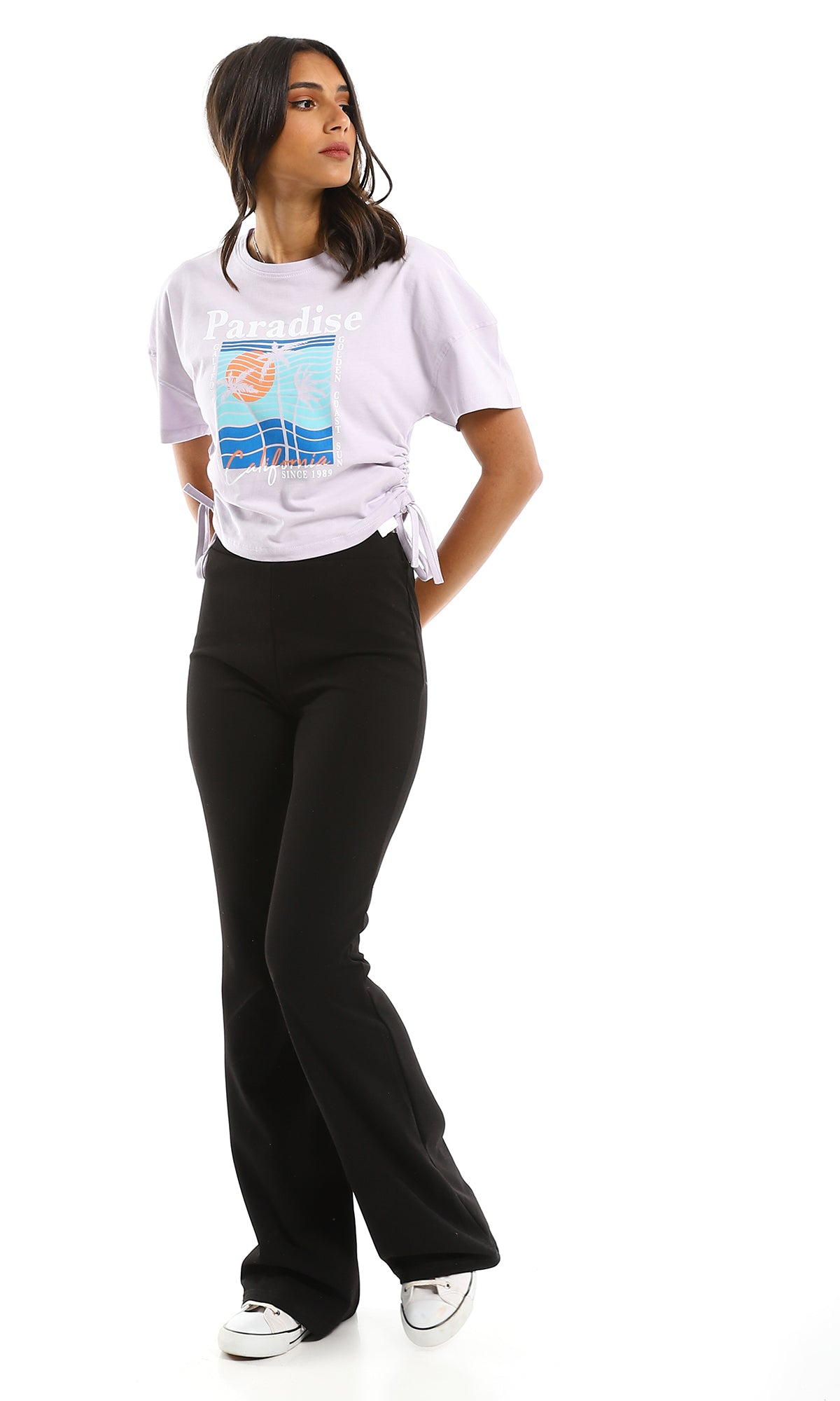 Paradise Graphic Side-Tie Cropped Tee - 98235