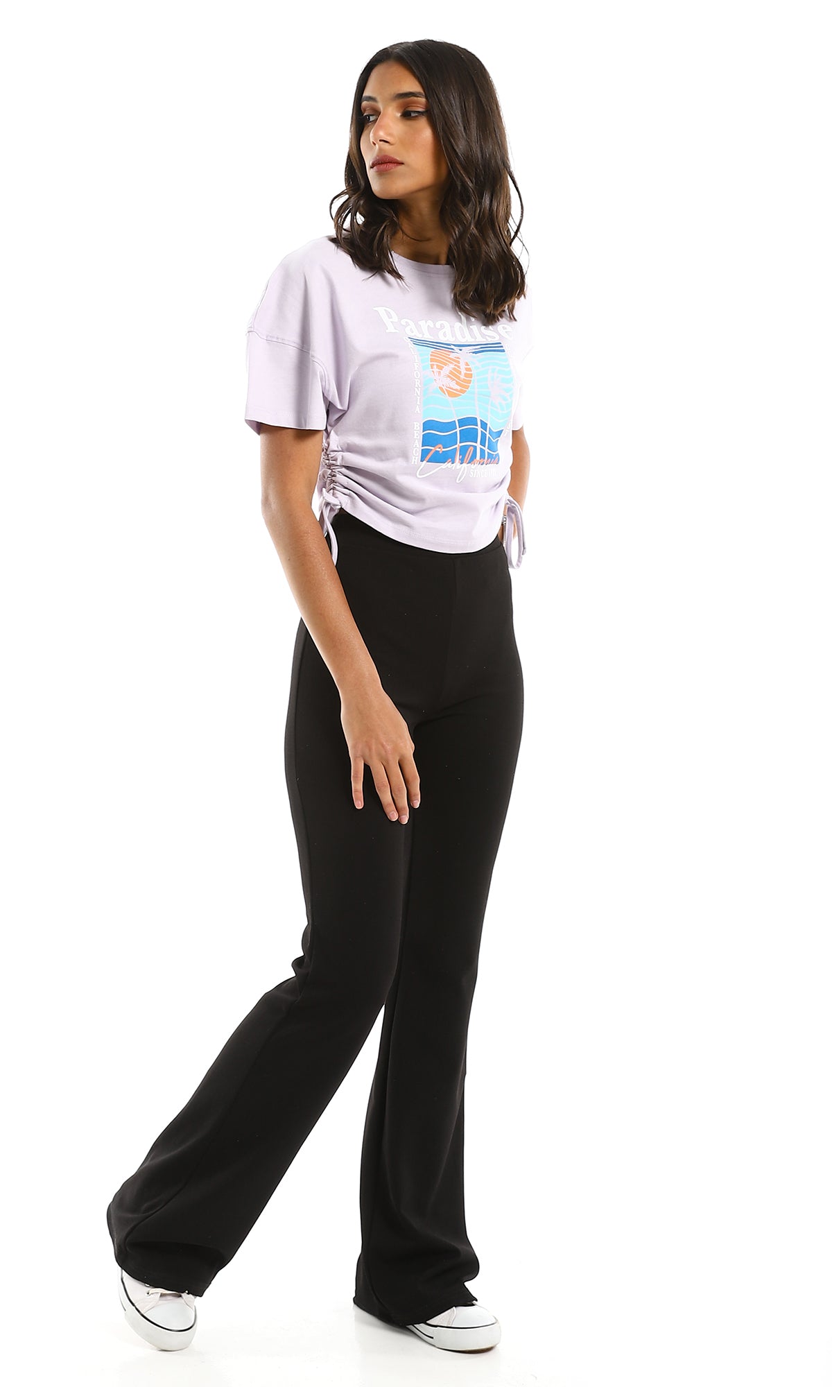 Paradise Graphic Side-Tie Cropped Tee - 98235