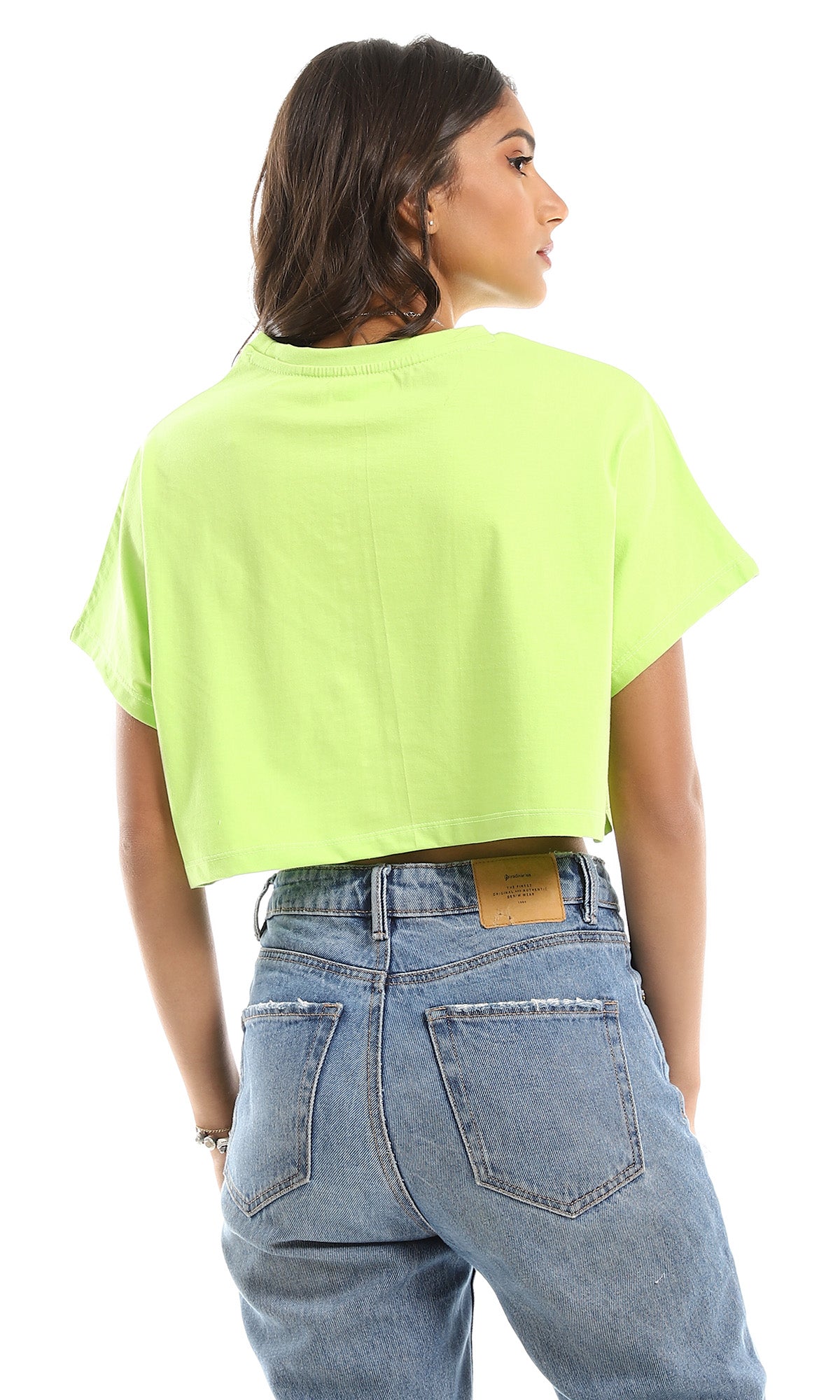 Acid Lime Neon Electric Loose Fit Cropped Tee - 98847