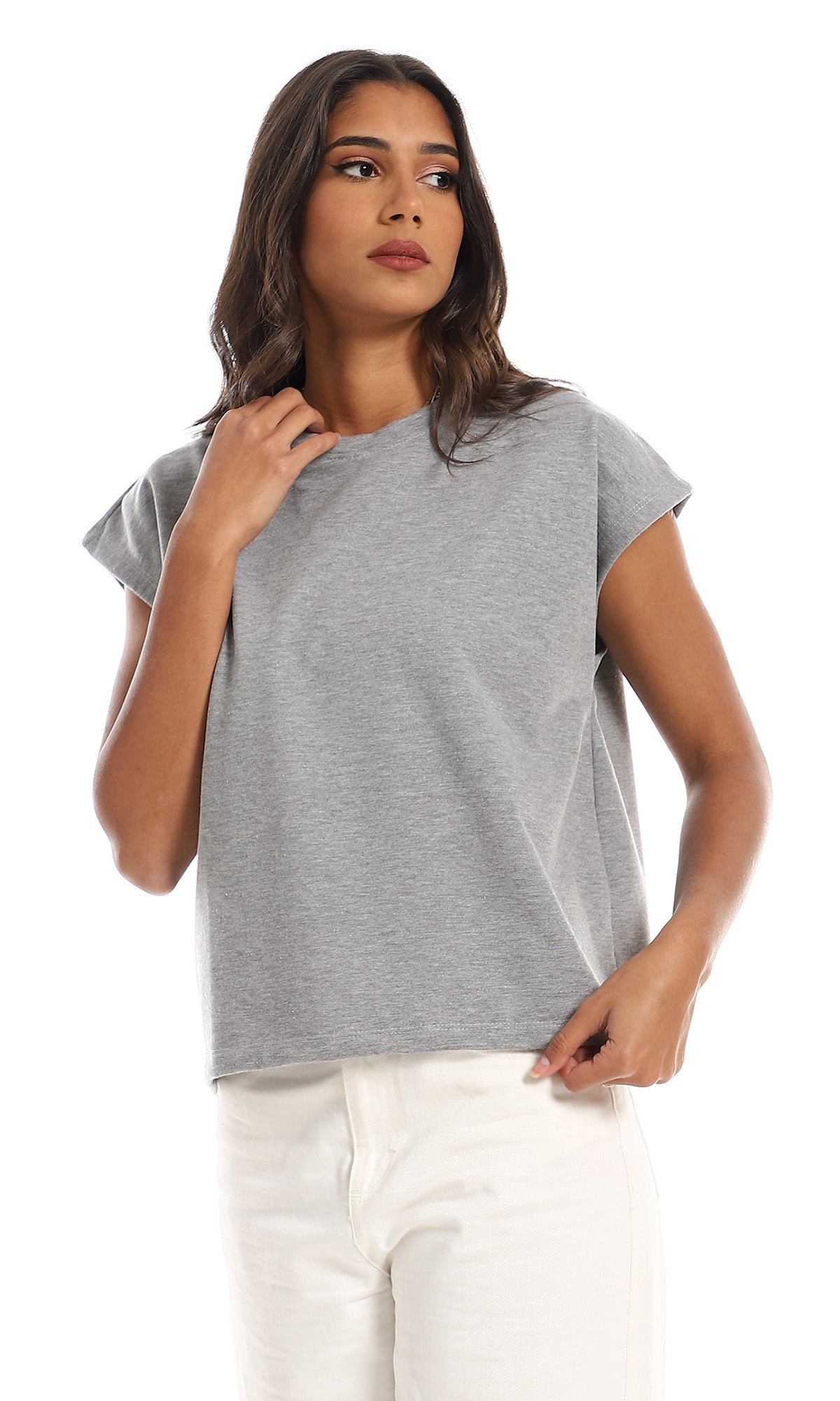 Heather Grey Architect Cap Sleeve Minimalist Tee - 98867