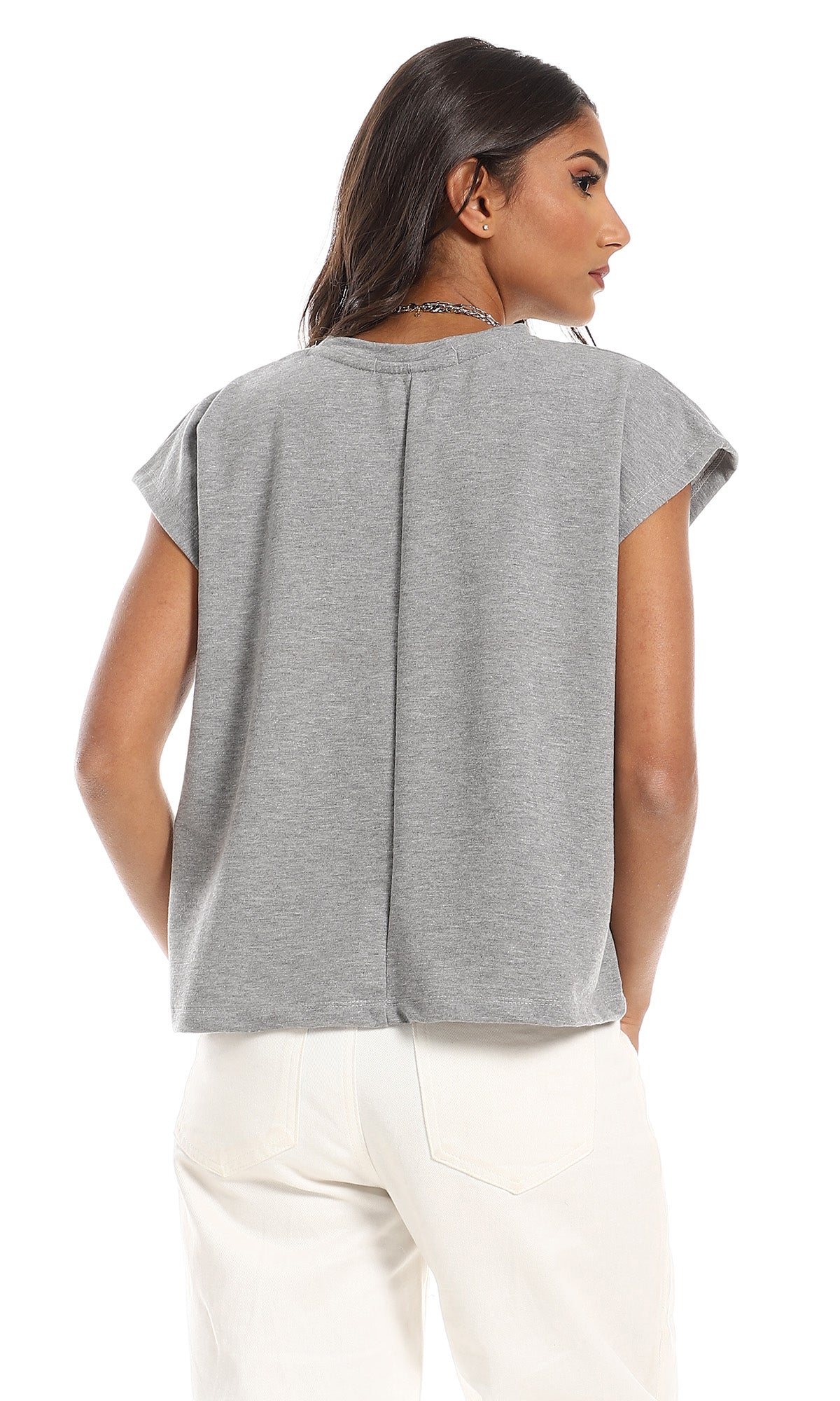 Heather Grey Architect Cap Sleeve Minimalist Tee - 98867