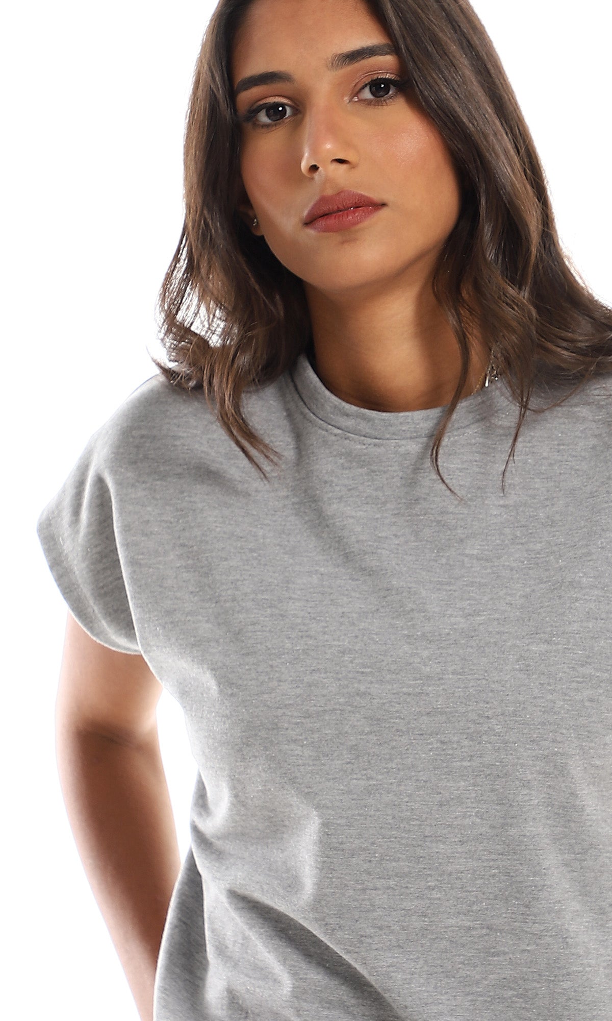 Heather Grey Architect Cap Sleeve Minimalist Tee - 98867