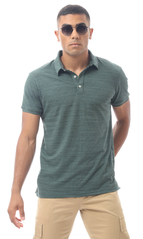 98888 Heather Green Comfy Buttoned Polo Shirt
