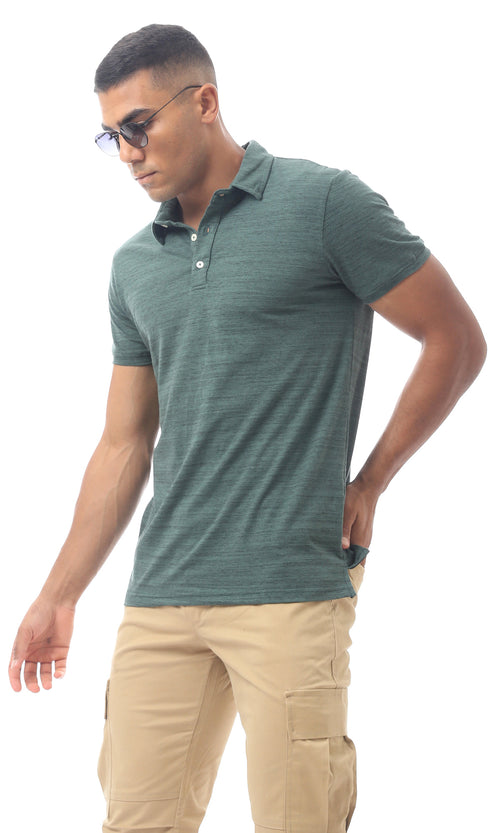 98888 Heather Green Comfy Buttoned Polo Shirt