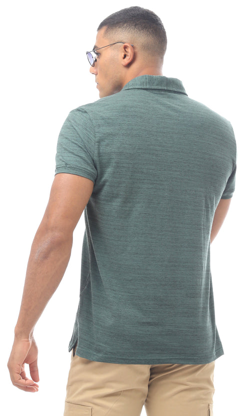 98888 Heather Green Comfy Buttoned Polo Shirt
