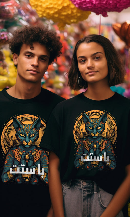 Bastet Digital Graphics Basic t -Shirt Schwarz - POD | Ravin | Ägypten 🐱