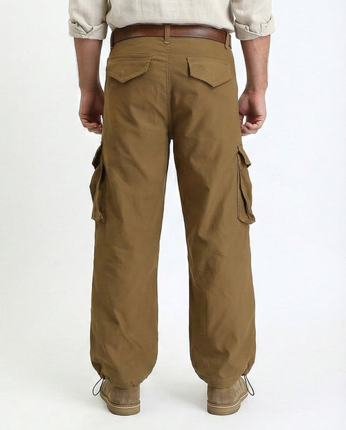 R206588 - Casual Cargo Pants with Pockets - Dark Camel