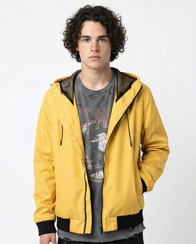 O175901 Hooded Neck With Drawstring Yellow Jacket