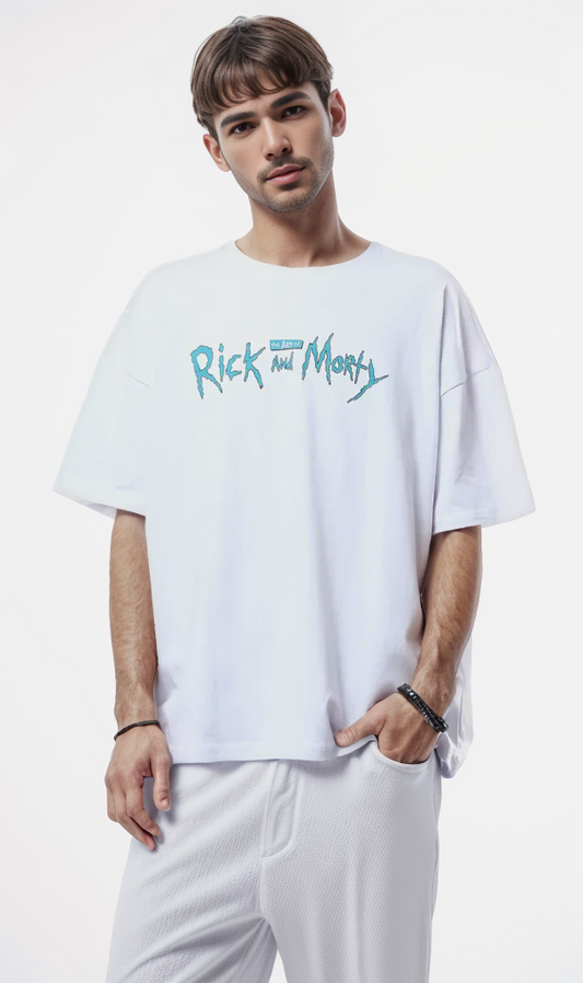 O178409 Front Print & Back "Rick And Morty" White Tee