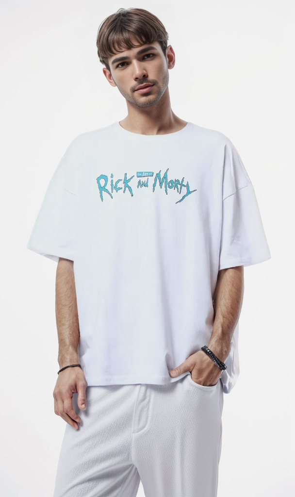 O178409 Front Print & Back "Rick And Morty" White Tee