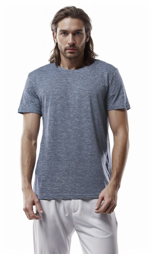 Indigo Marl Short Sleeve Crew Neck Tee - 0178872