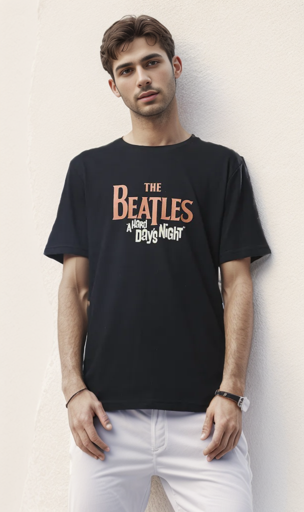 O178968 "The Beatles" Short Sleeves Slip On Black Tee