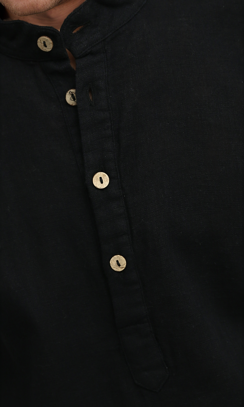 O181030 Long Sleeve Black Casual Shirt