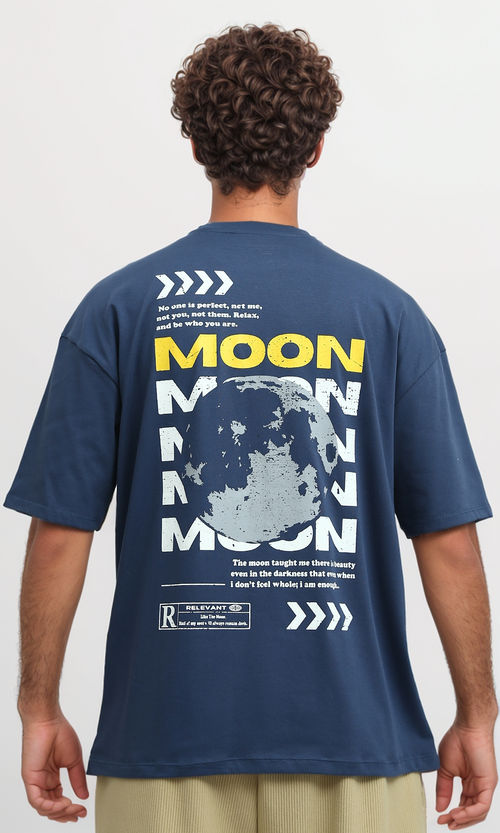 O182395 "Moon" Elbow Sleeves Jeans Blue Tee