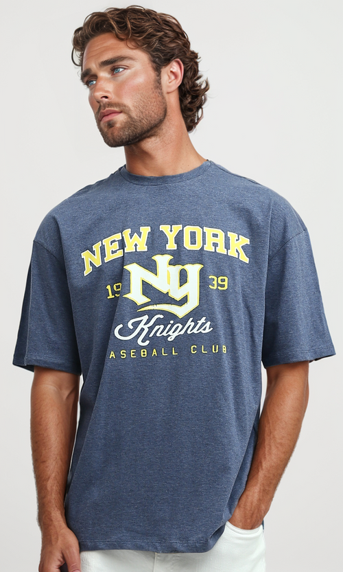 O182397 Heather Jeans Blue Summer Tee With Front Print