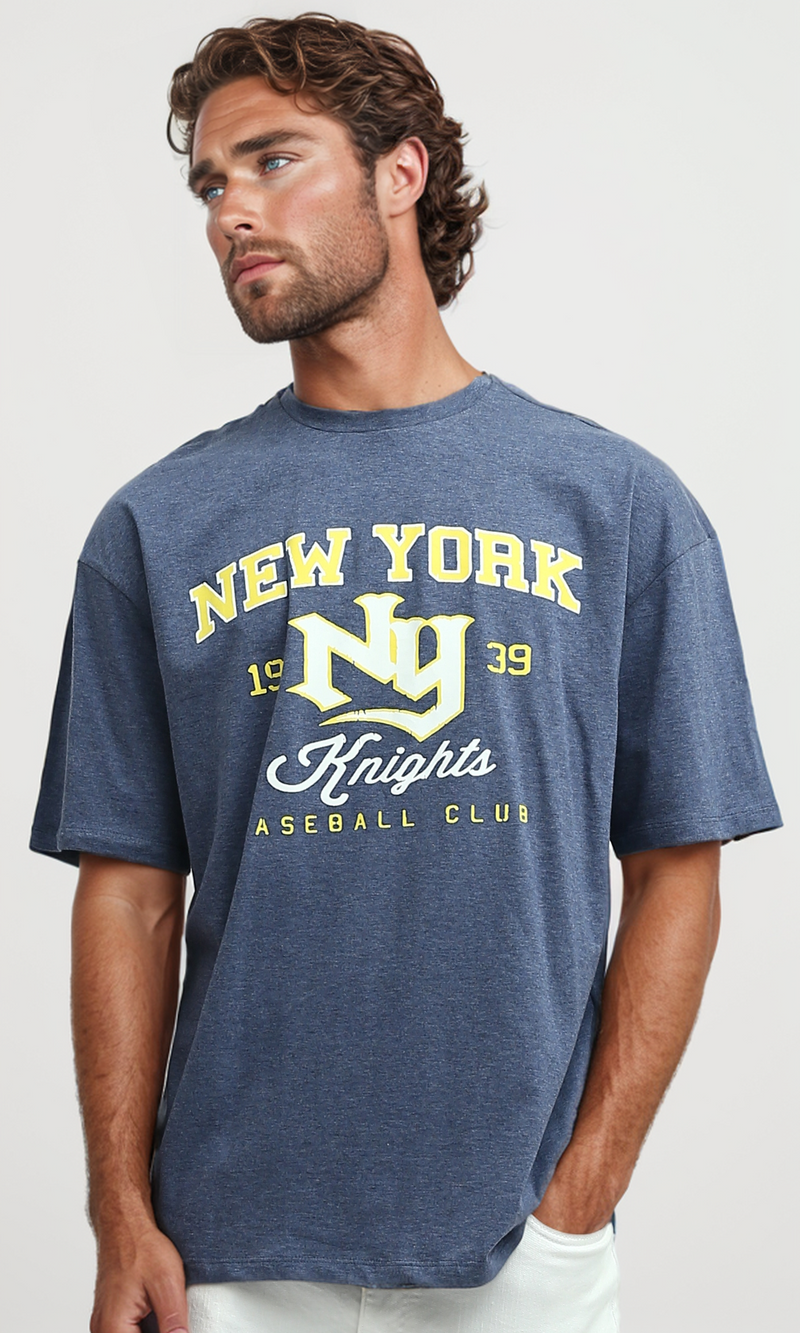 O182397 Heather Jeans Blue Summer Tee With Front Print