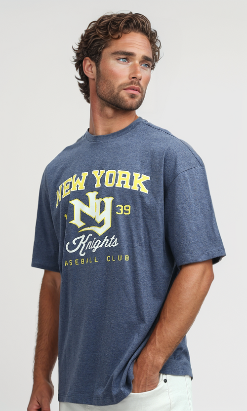 O182397 Heather Jeans Blue Summer Tee With Front Print