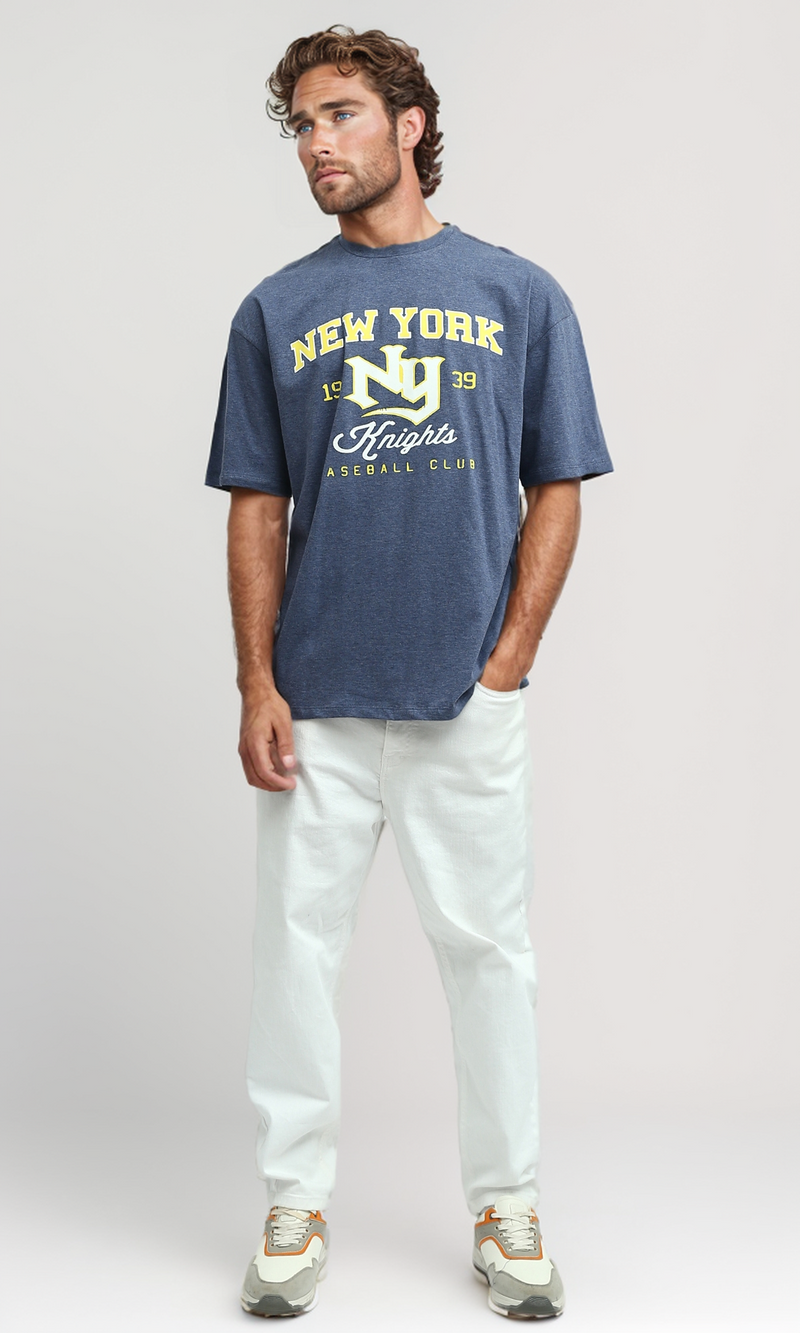 O182397 Heather Jeans Blue Summer Tee With Front Print