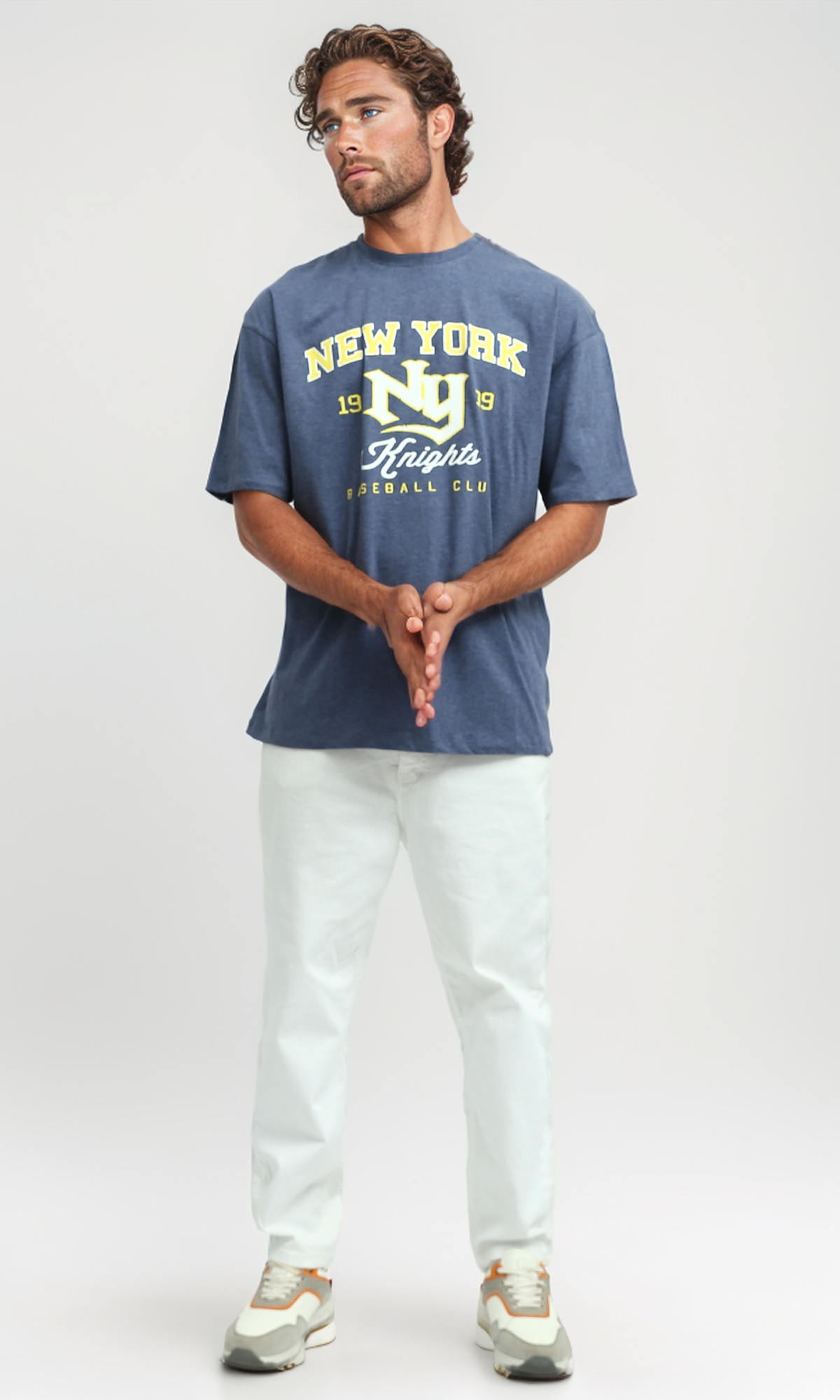 O182397 Heather Jeans Blue Summer Tee With Front Print