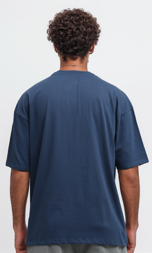 O182408 Printed Elbow Sleeves Heather Jeans Blue Tee