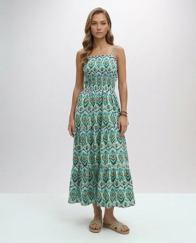 Ravin Modern Boho Smocked Tiered Maxi Dress - O192255
