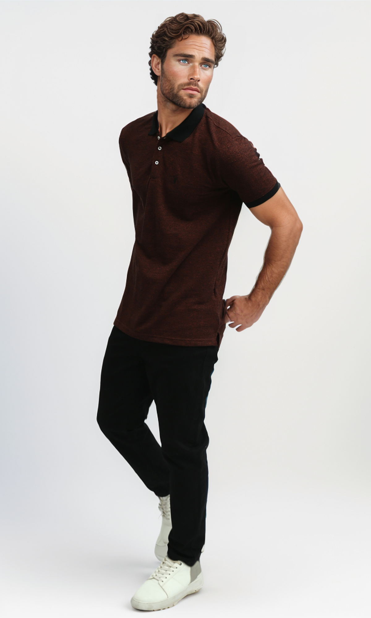 O192571 Heather Dark Burgundy Polo Shirt