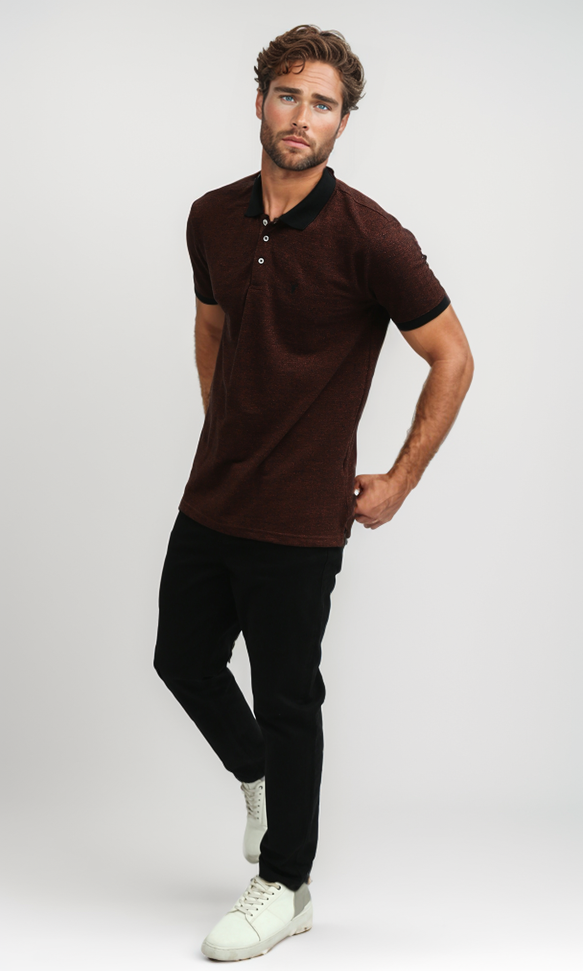 O192571 Heather Dark Burgundy Polo Shirt