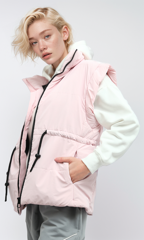 O192718 Ravin Women Vest Fly Zip Modern - Light Pink