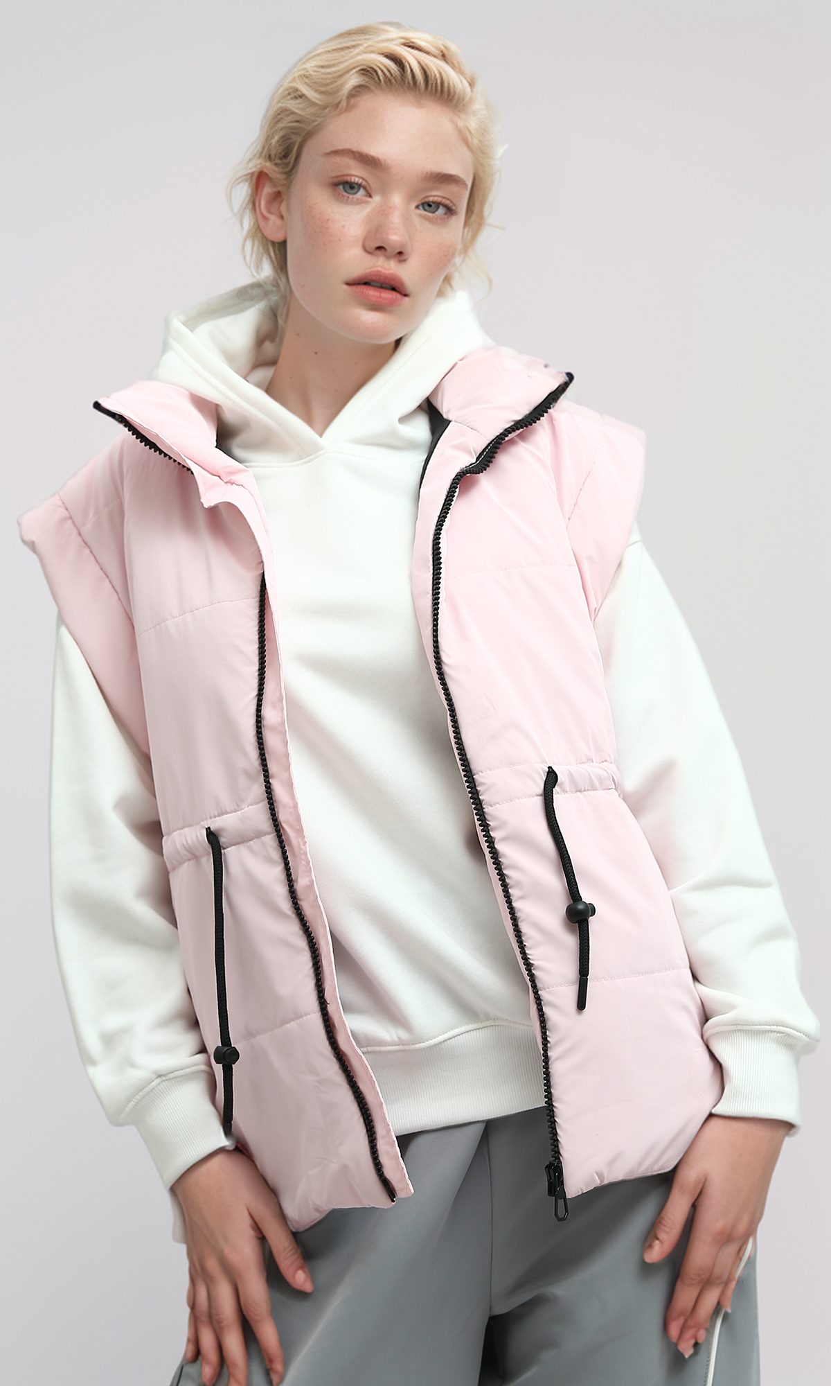 O192718 Ravin Women Vest Fly Zip Modern - Light Pink