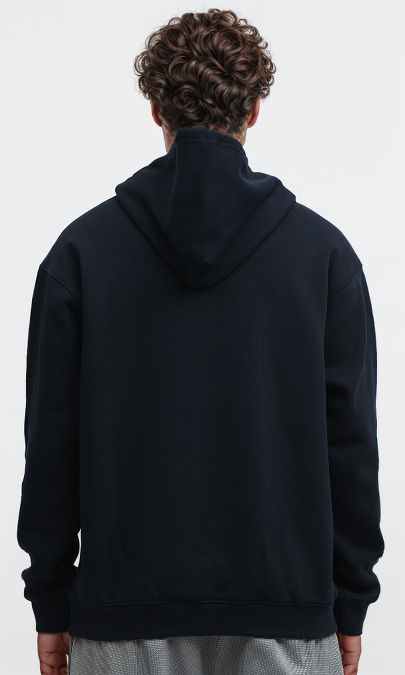 O193403 Drawstring Hoodie Neck With Printed On Pocket - Navy