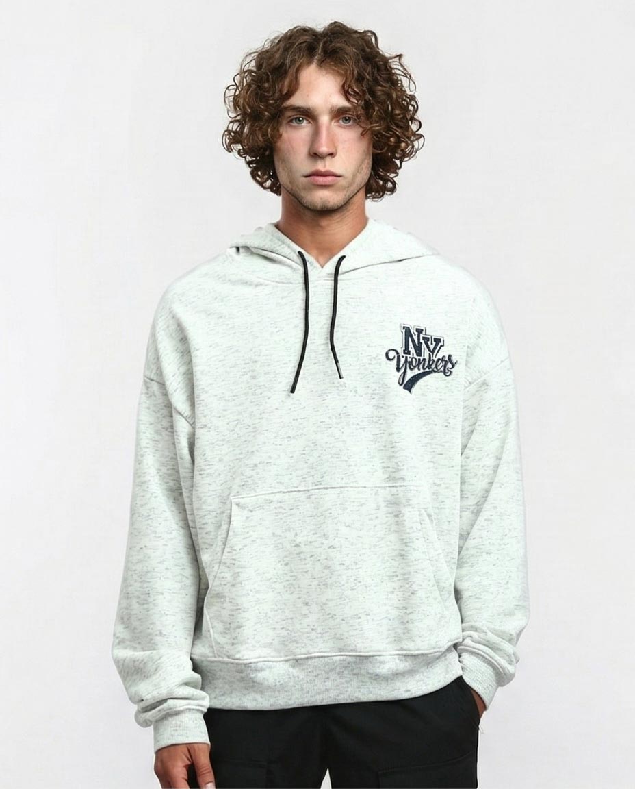 Ravin Men’s "NY Yonkers" Speckled Fleece Hoodie – Light Grey - o197311