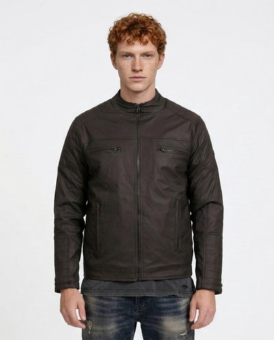 Ravin Men's Quilted Panel Technical Biker Jacket – Black O197489