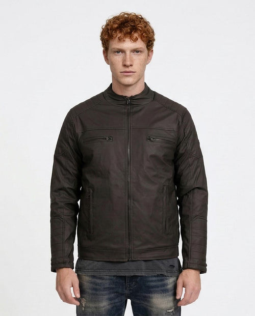 Ravin Men's Quilted Panel Technical Biker Jacket – Black O197489