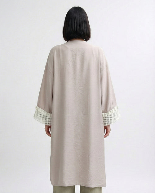 O198047 - Long Sleeves Coffee Crochet Summer Cardigan