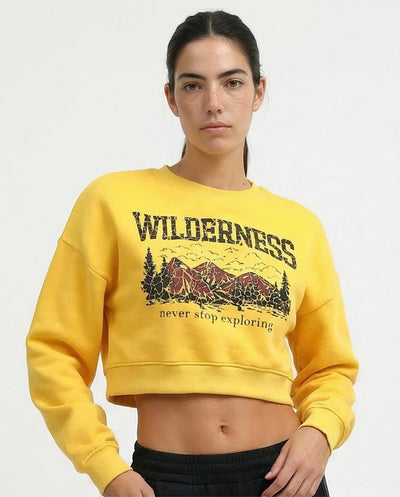 Ravin Wilderness Graphic Cropped Sweatshirt - Yellow - o198166