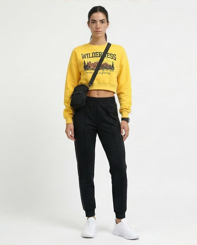 Ravin Wilderness Graphic Cropped Sweatshirt - Yellow - o198166
